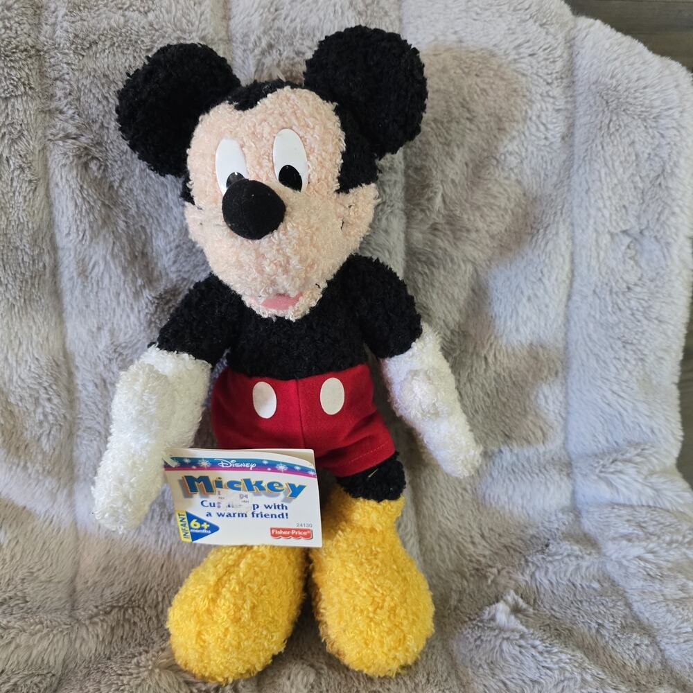 Vintage 1999 Disney Fisher Price Mickey Mouse Plush Stuffed Toy w/Tag